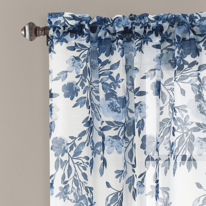 Lush Decor Tanisha Floral Sheer Curtain Panels Pair Drapes (Set of 2)