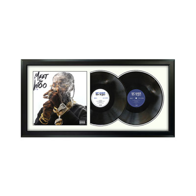 «Pop The Smoke», «Meet The Woo Vol. 2», art mural double disque vinyle encadré, pochette de présentation d'albums, décor de souvenirs de musique, cadeau unique pour les amateurs de vinyle