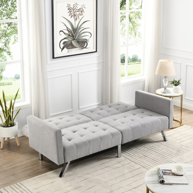 Surface de vie polyvalente et pliante grise pour un lit convertible compact, Gris clair