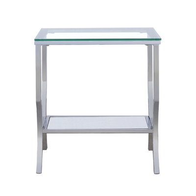 Chrome Glass Square Top End Table