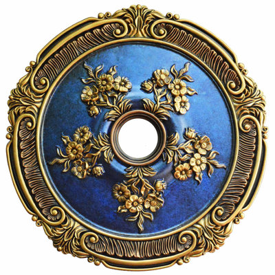 Blooming Ocean 26" D Polyurethane Hand Painted Ceiling Medallion