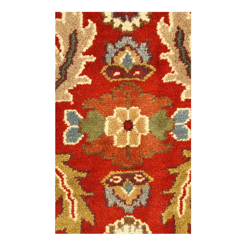 Wool Oriental Area Rug in Rust/Ivory