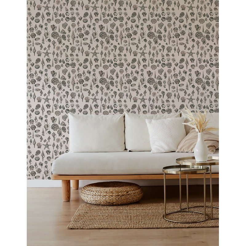 Lowcountry Love Shells Marsh Breeze Wallpaper by Megan Molten, Paper, Pink