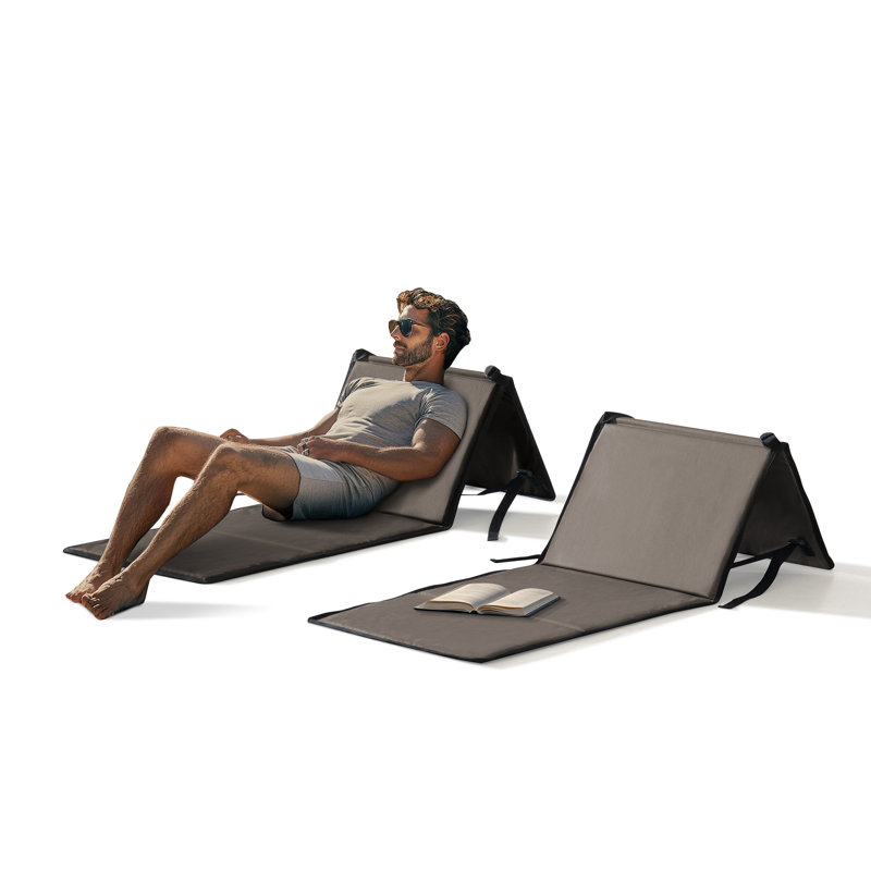 SUNJOY Portable Beach Mat with Adjustable Backrest for Adults (Set of 2) - , Khaki