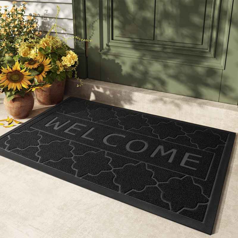Clariece Non-Slip Doormat, 24" W x 36" L, Dark Gray