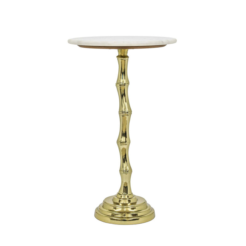 Table d'appoint élégante avec dessus en marbre d'inspiration bambou
