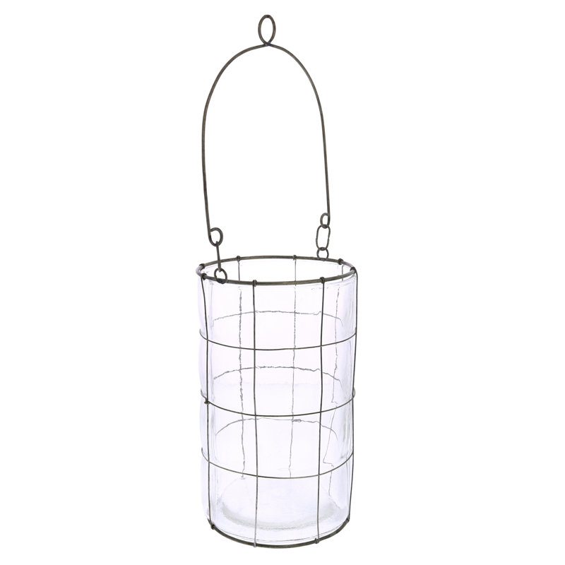 Lanterne en verre/métal ligero, H 8,5 po x l 4,75 po x P 4,75 po