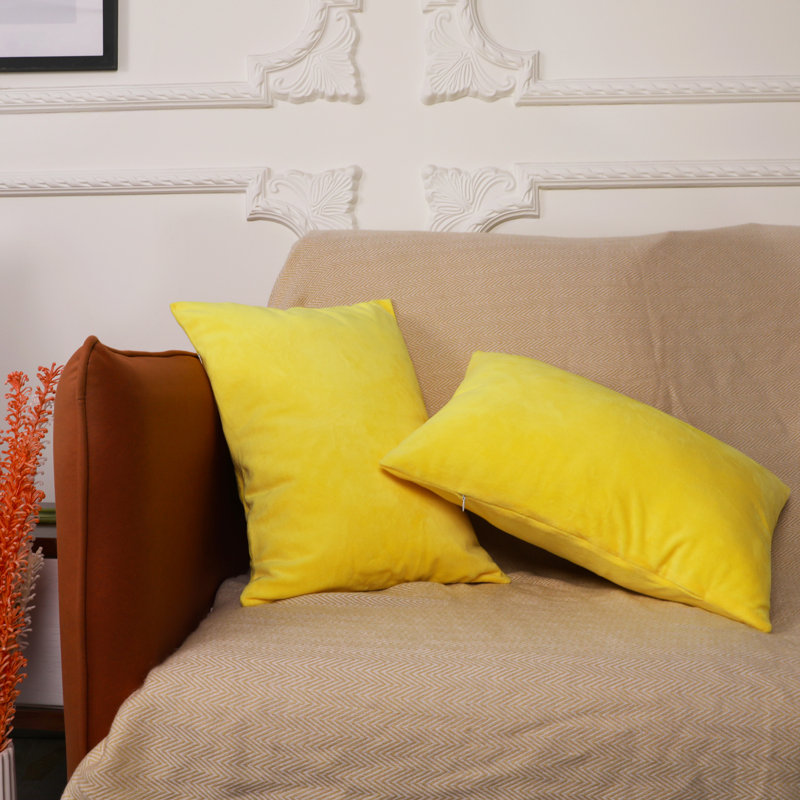 Housse de coussin en velours, Taie d'oreiller taille très grand, Jaune