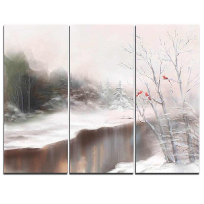 « snowy silence »-3 pièces, ensemble de 3 impressions sur toiles tendues