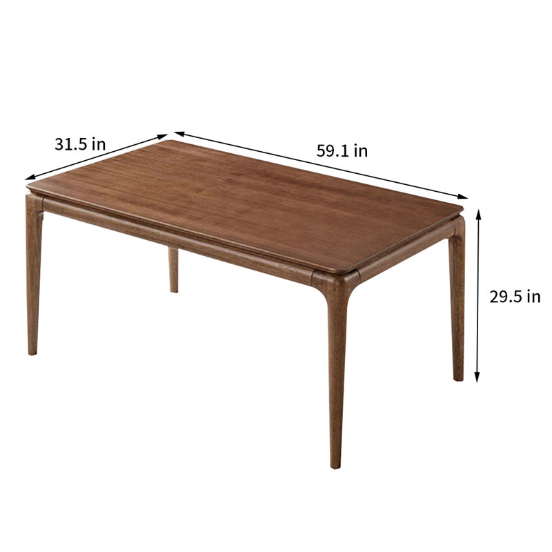 Solid wood dining table, 29.5" H x 55.1" L x 35.4" W