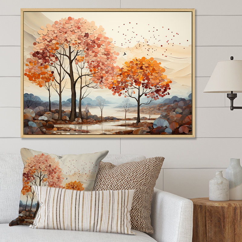 Collage de sapins discrets, H 34 po x l 44 po x P 1,5 po, Cadre flottant blanc