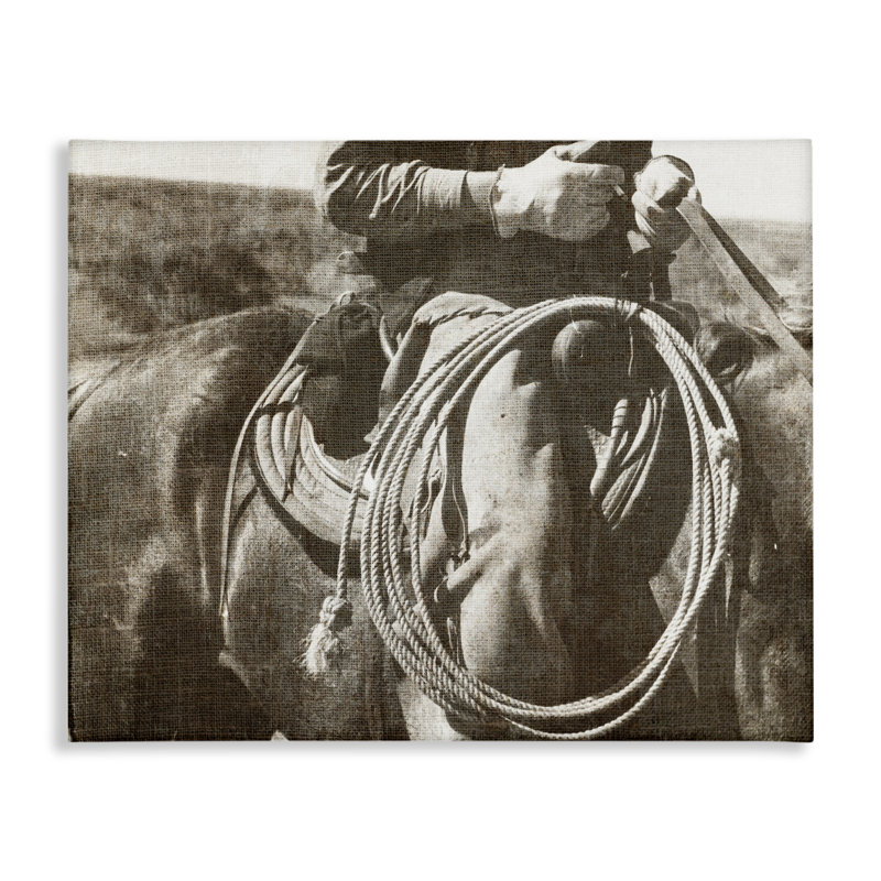 «Cowboy with Lasso», art mural sur toile par RileyB, H 36 po x l 48 po