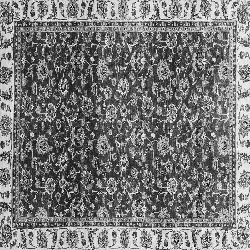 Tapis carré gris à tissage mécanique abstrait