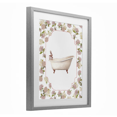 «Elegant Hydrangeas Bathaign», reproduction encadrée sous verre, design par Carol Robinson