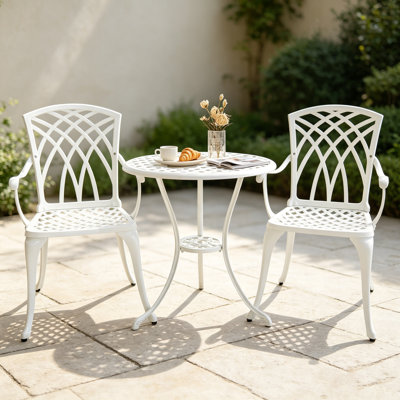 Ensemble bistro d'extérieur 3 pièces avec trou de parasol 1,97 "Cast Alminum pour terrasse, porche et cour arrière
