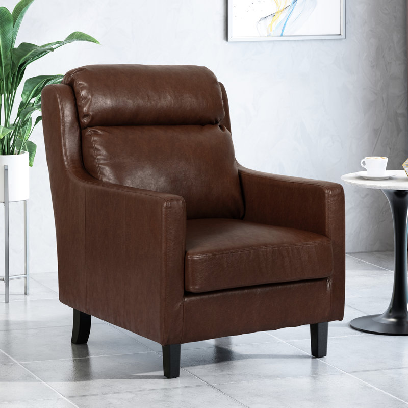 Fauteuil club à la mode en brun foncé avec une cascade tentante et un dossier moderne