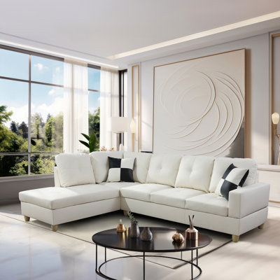 Berdena Faux Leather L-Shaped Sectional Left Hand Facing