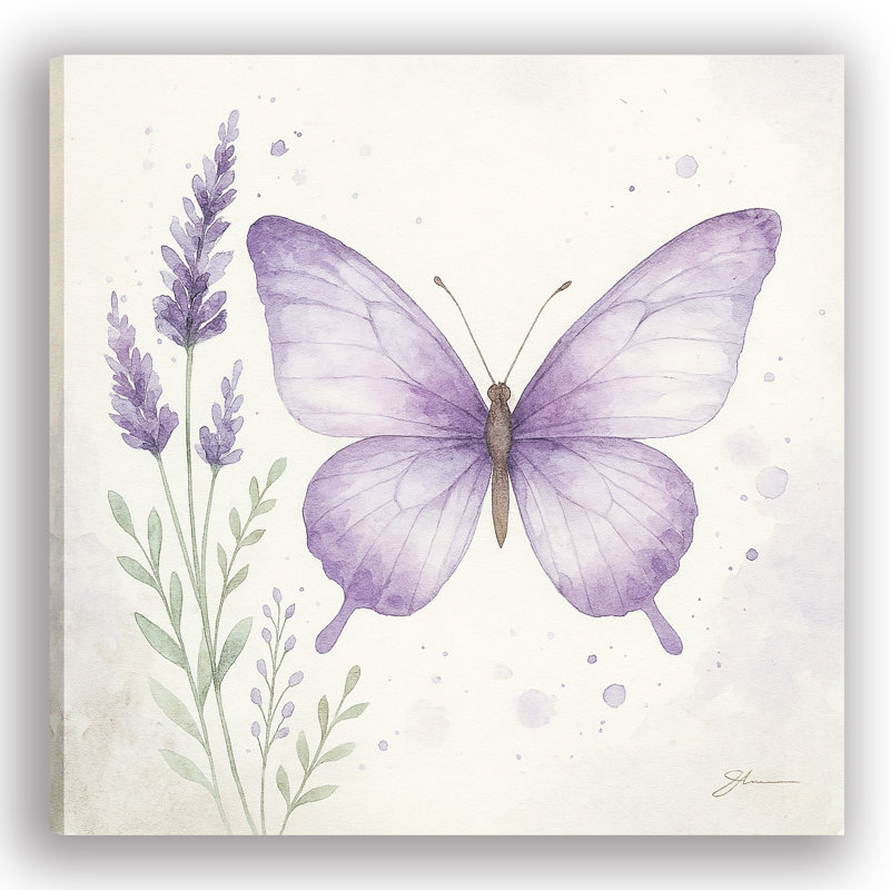 «Lavender Flutter», art mural papillon - Collection chambre de bébé