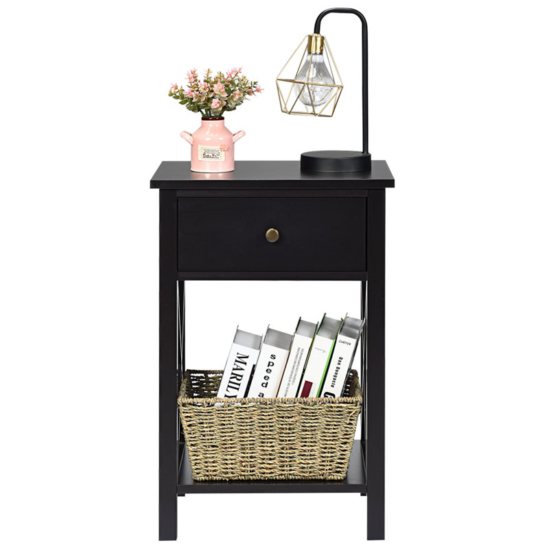 Table de bout avec tablette et table de bout Herlef, Brun