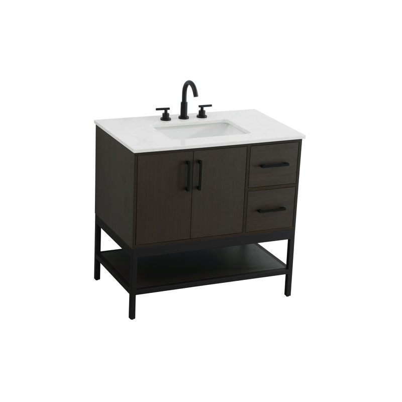 36 inch Single Bathroom Vanity, Mocha Brown