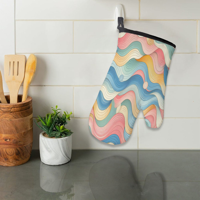 Dreamy Wave Patterns Oven Mitt Cotton Twill