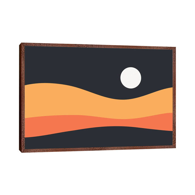 Print on Canvas, Brown Framed, Grey/White/Orange, 101.6 cm H x 66.04 cm W