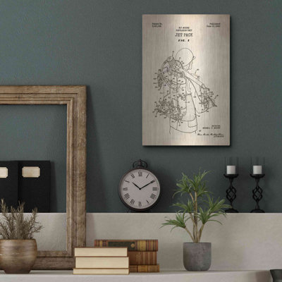 17 Stories Jet Jet Blueprint Brevet Parchment, art mural en métal