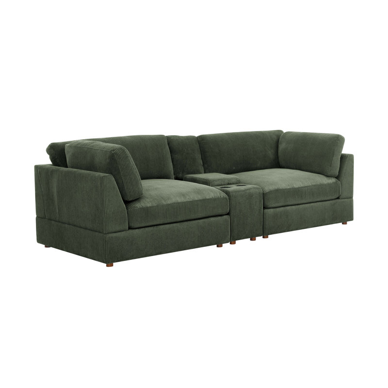 Athelney Corduroy Loveseat, Dark Green
