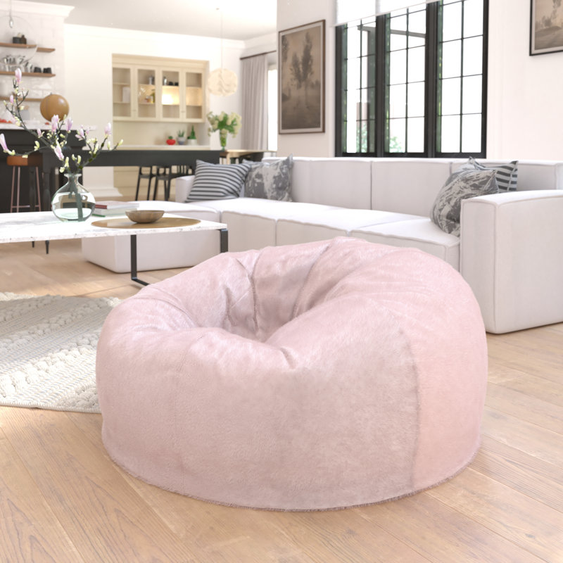 Fauteuil à billes en coton Classic, Grand, Fourrure rosée