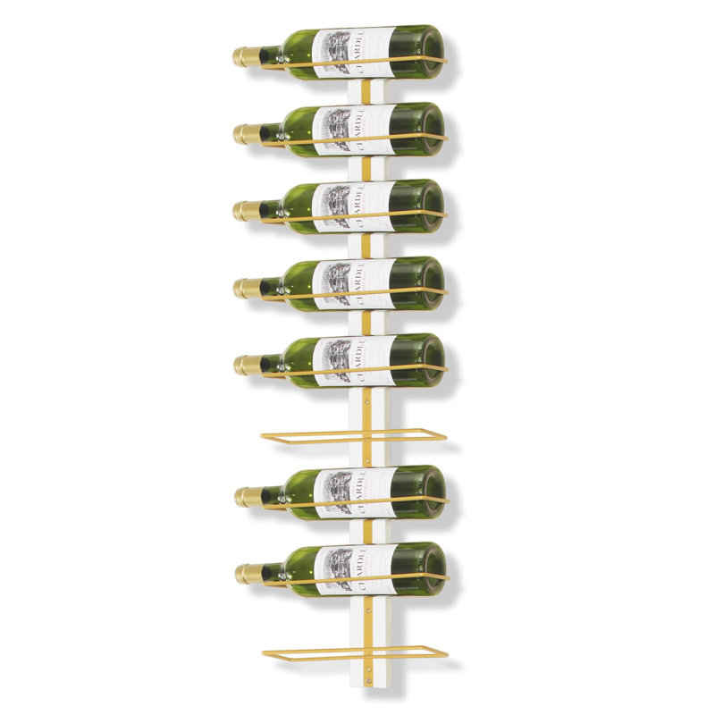 Sherwen 9 Bottle Wall Mounted Wine Bottle Rack, Gold