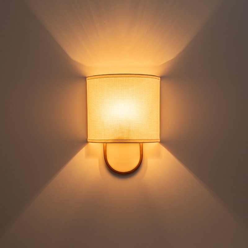 1-Light Coastal Style Fabric Wall Sconce, Gold