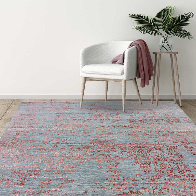 Abstract Area Rug in Copper/Gray/Orange, Rectangle 9' x 12'