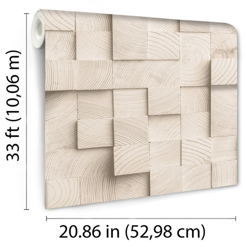 Papier peint blocs de bois, Beige