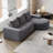 Chenille Fabric Sectional Sofa,No Assembly Required-1587792286