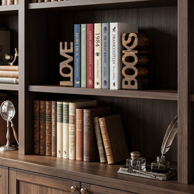 Decorative Wood Love And Books Bookends