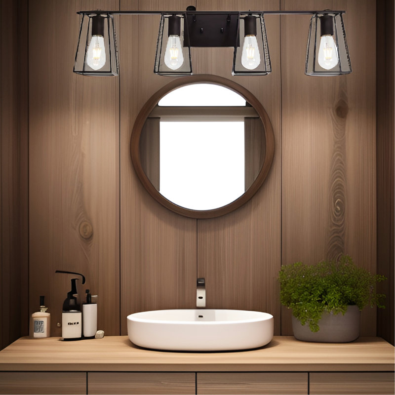 Bathroom 4- Vanity Fixture Oil Rubbed Bronze - Metal Cage Sconce Industrial Vintage Open Lighting