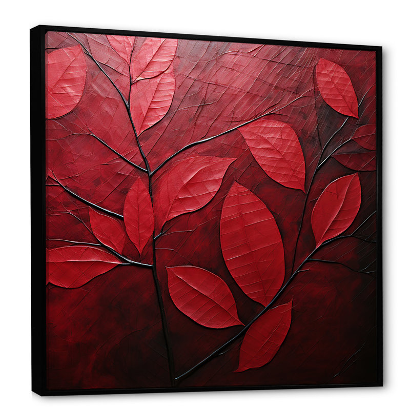 Feuilles de cerisier I sur toile, H 30 po x l 30 po x P 1 po, Cadre flottant noir