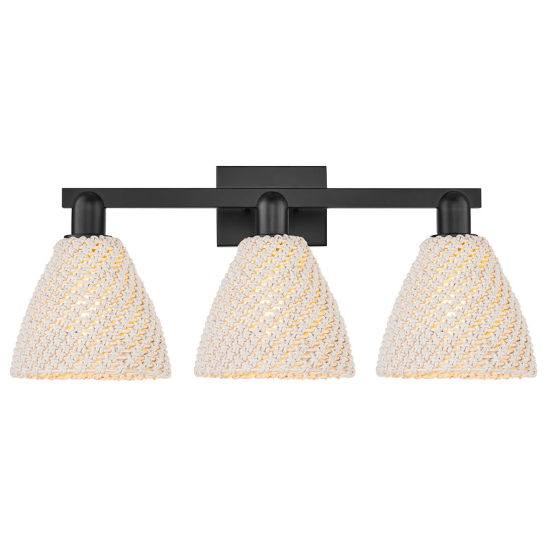 Éclairage pour meuble-lavabo avec abat-jour en fibres naturelles Ciesla, H 11,25 po x l 26 po x P 8 po, Noir mat