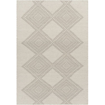 Tapis gris / ivoire en laine tissée à la main Acsa Southwestern