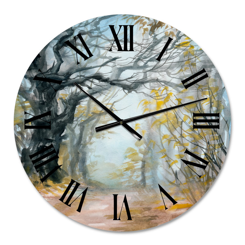 Automne forêt brumeuse - horloge murale Lake House, Moyenne
