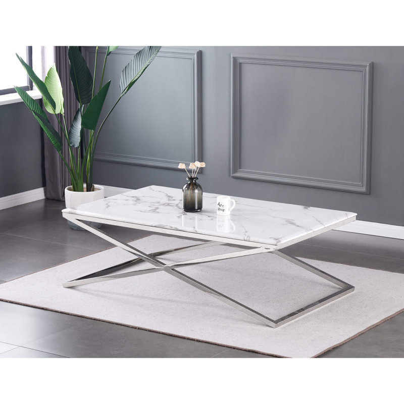 Ginetta Marble Coffee Table with Silver