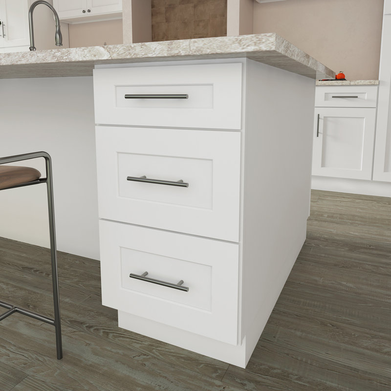 Armoire de cuisine en bois massif prête à assembler, 15", Blanc