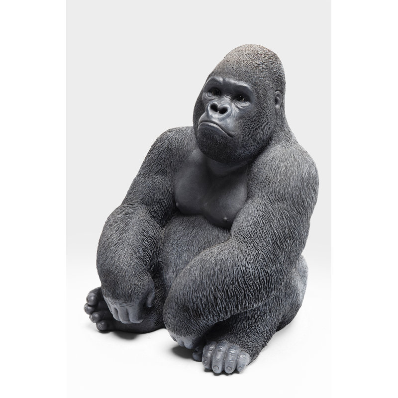 Deco Figurine Monkey Gorilla, Black, 38.5cm H x 30cm W x 28cm D