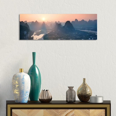 Panoramic Sunset Over Li River, China by Matteo Colombo - Panoramic Gallery-Wrapped Canvas Giclée on Canvas
