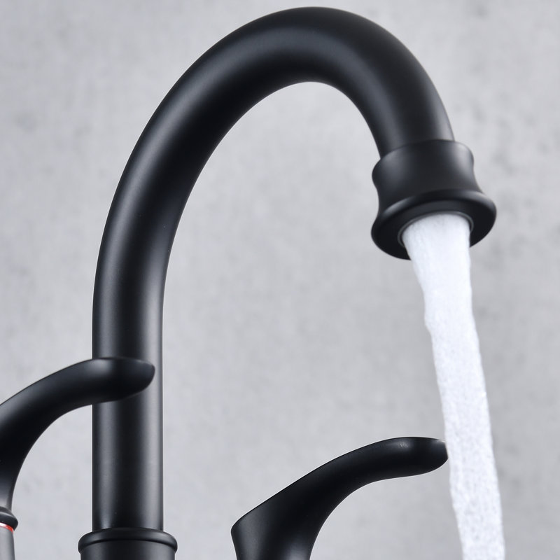 2-handle Bathroom Faucet with Drain Assembly, Matte Black
