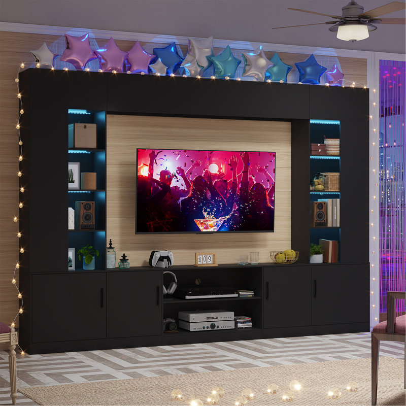 Meuble télé 112 po avec lumières DEL, Noir