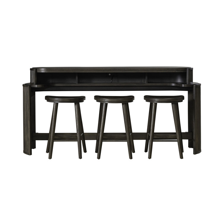 Jefrin 4 Piece Console Bar Table Set w/ Stools & Charging Station