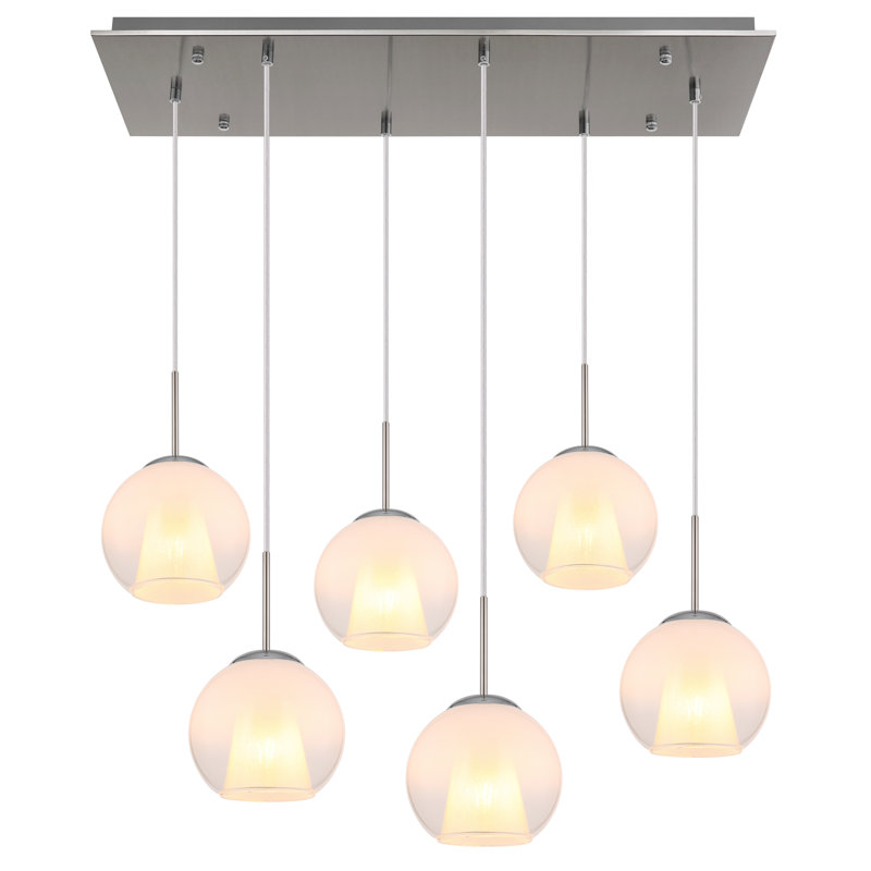 Decola 6 - Light Pendant, Opaline, Brushed nickel