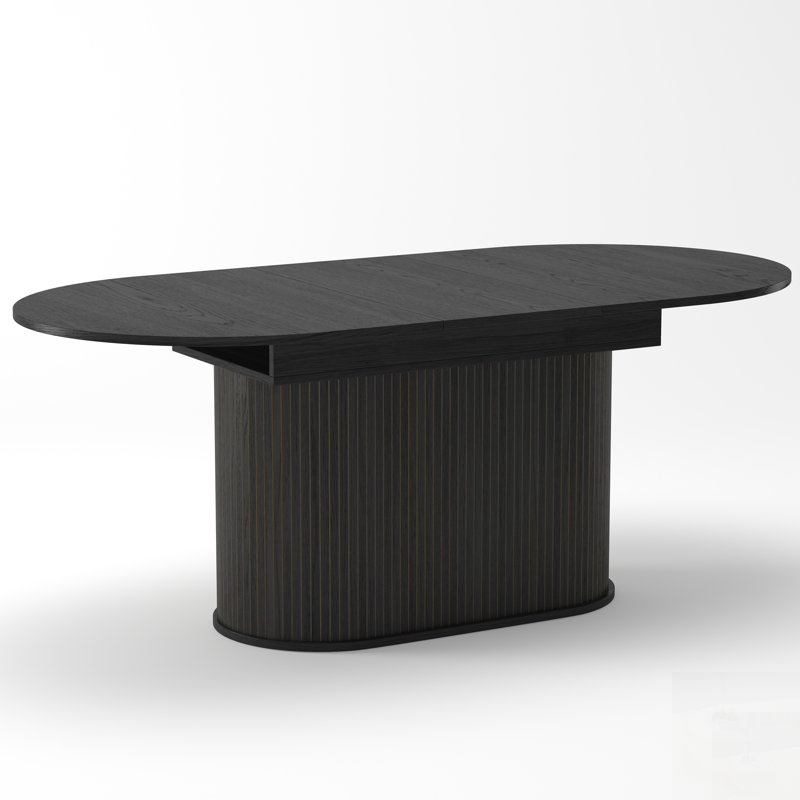 Extendable Arc Dining Table, Adjustable 55.11"-70.86" Kitchen Table for 4-6 People, Black