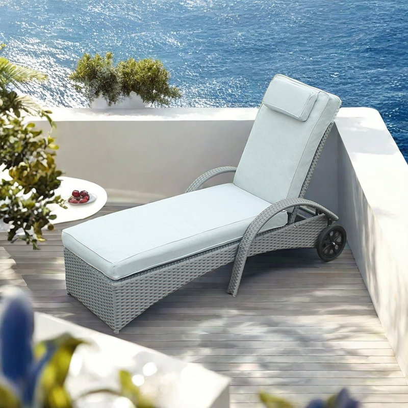 Chaise longue d'extérieur réglable en osier PE